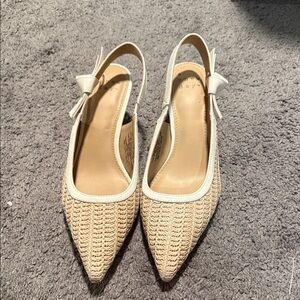 a new day Cream Woven Slingback Heels
